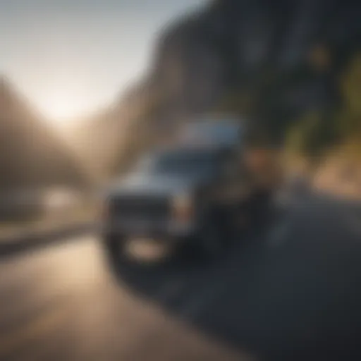 Truck towing a boat on a scenic highway