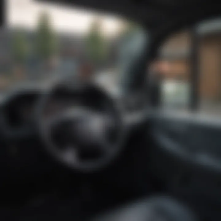 Interior view of a small pickup truck highlighting its usability and features