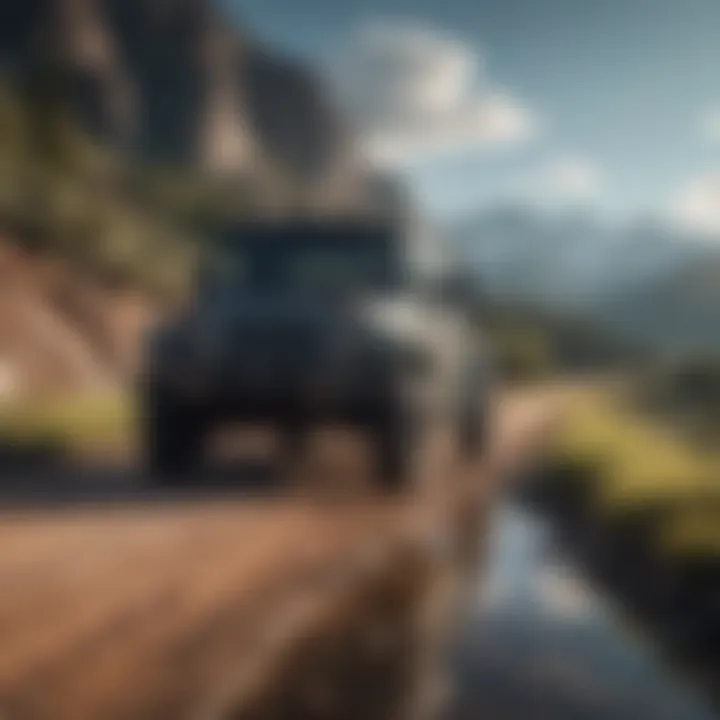 A Jeep Wrangler on a scenic road, symbolizing maintenance and adventure