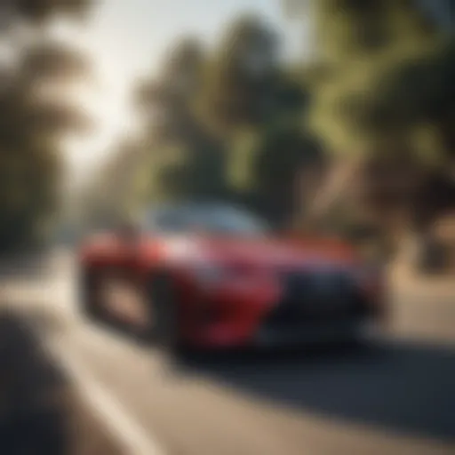 Luxury Lexus convertible cruising on a scenic road
