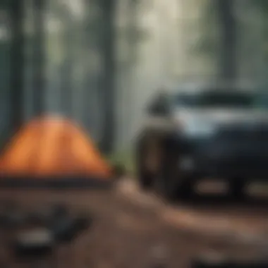 Group enjoying a camping experience with Toyota Highlander