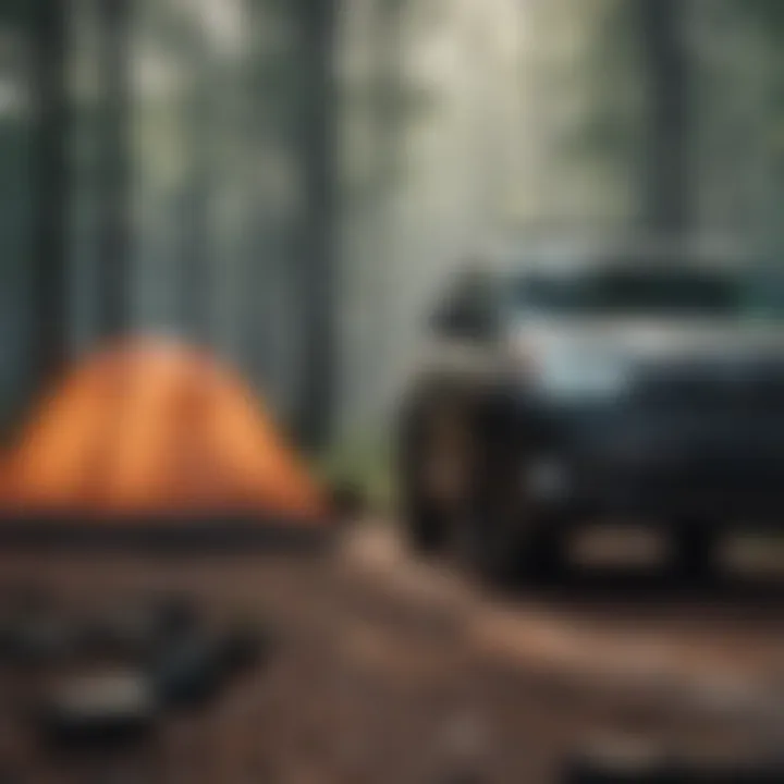 Group enjoying a camping experience with Toyota Highlander