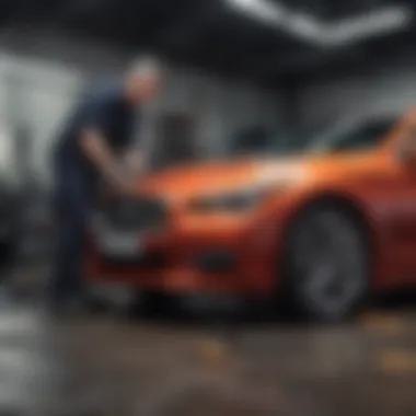Expert Mechanic Repairing an Infiniti Mechanic working on an Infiniti car