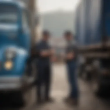 A mechanic inspecting a used truck