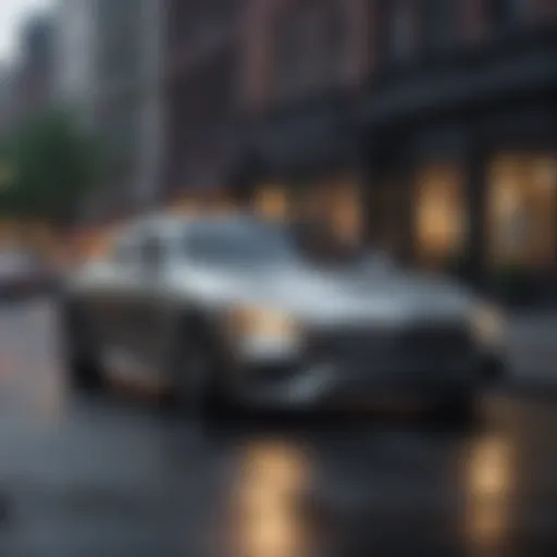A sleek Mercedes Benz parked in an upscale NYC neighborhood showcasing luxury