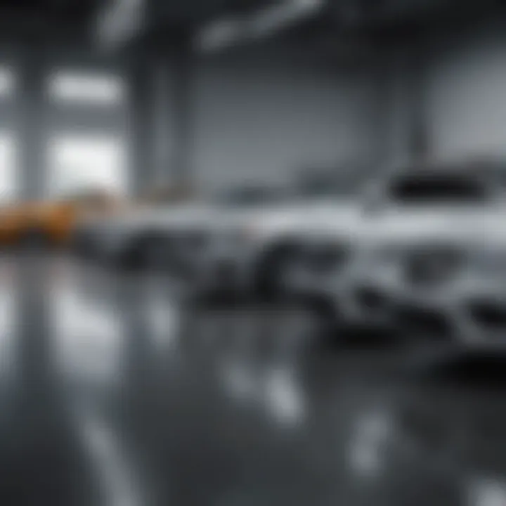 A group of diverse Mercedes Benz models lined up at a dealership in NYC