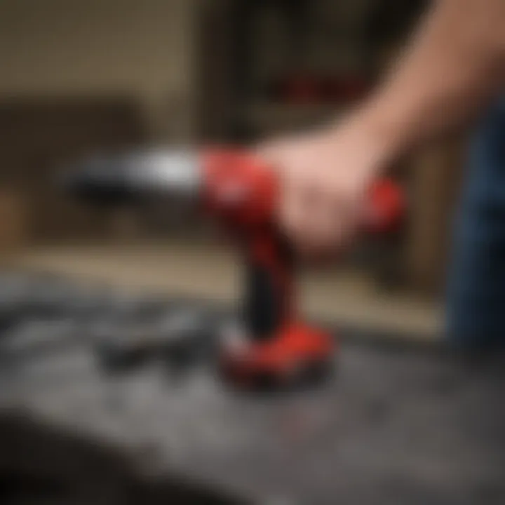 User demonstrating the ergonomic features of the Milwaukee screw gun