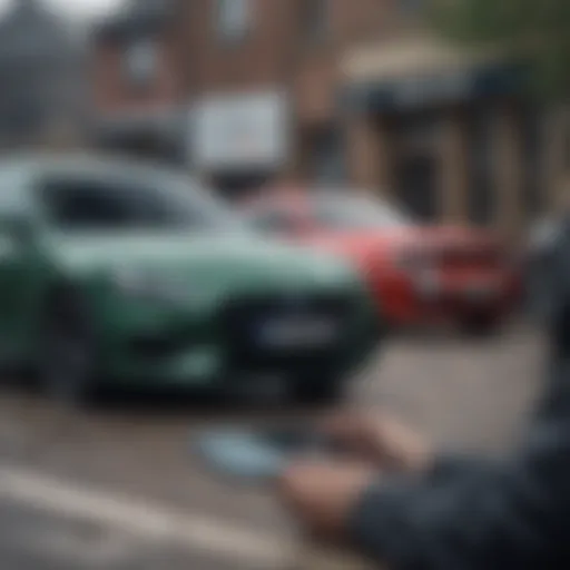 A young driver reviewing insurance options on a digital device