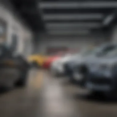 A selection of cars parked in a dealership showcasing diverse options