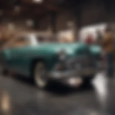 Collector's Passion: Inspecting a Classic Model Classic car collector inspecting a vintage vehicle