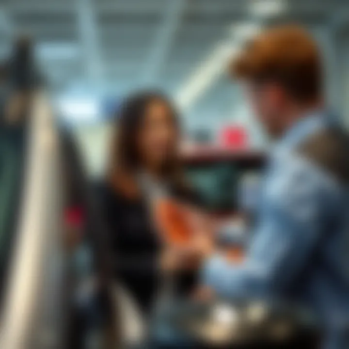 Customer service interaction at an off-brand rental desk