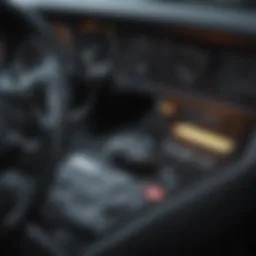 A close-up view of a car dashboard with keys and paperwork.