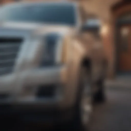 Close-up view of a used Cadillac Escalade showcasing its elegant exterior design