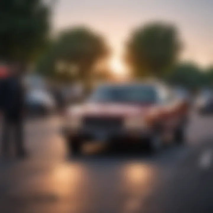 A confident buyer negotiating with a seller in a parking lot.