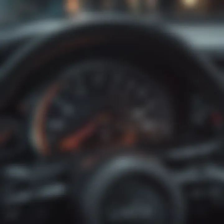 A detailed view of a car's dashboard with a focus on the odometer and condition indicators.