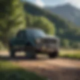 A scenic view of a truck parked in a vibrant landscape