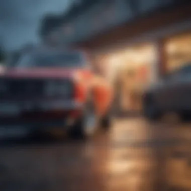 A well-maintained second-hand car showcased in a vibrant setting
