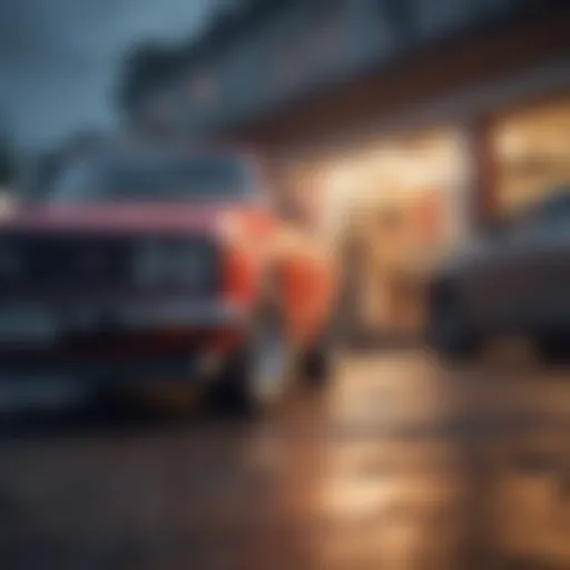A well-maintained second-hand car showcased in a vibrant setting