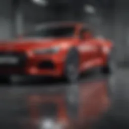 A sleek car showcased with a digital backdrop representing online sales.