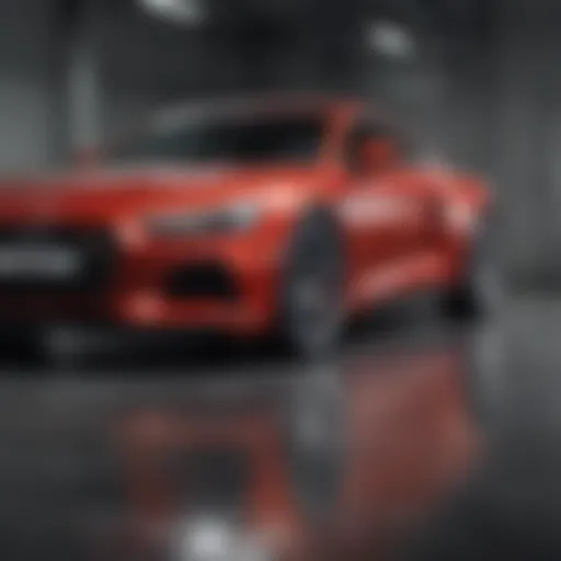 A sleek car showcased with a digital backdrop representing online sales.