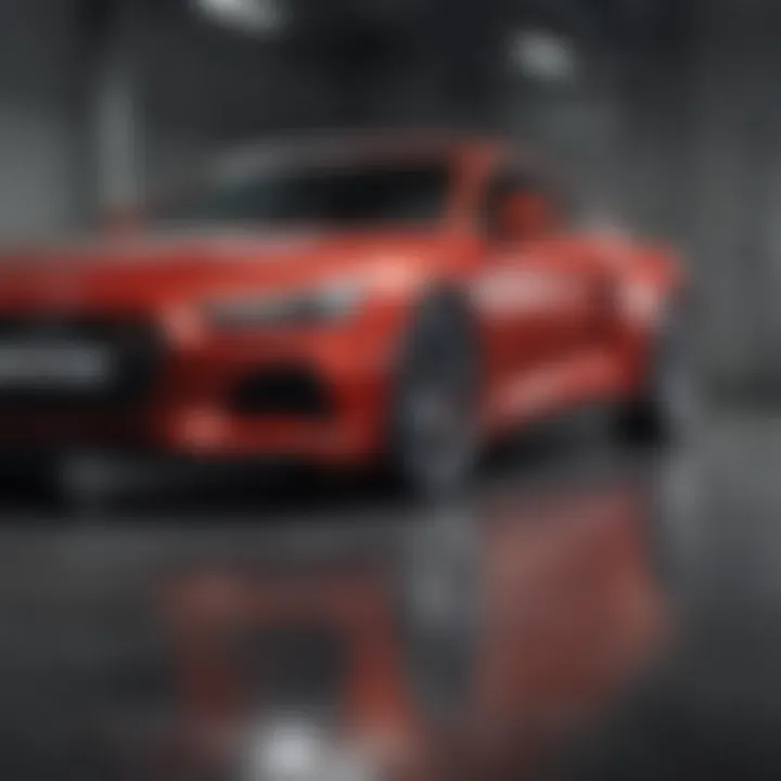 A sleek car showcased with a digital backdrop representing online sales.