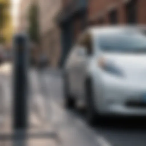Nissan Leaf charging station in an urban setting