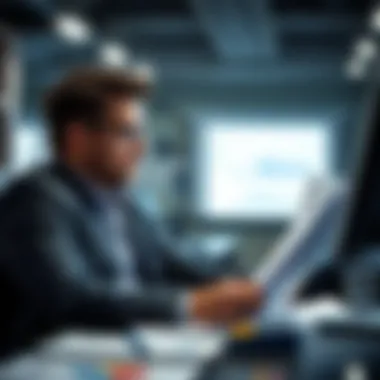 Financial Analysis for Loan Applications A person analyzing financial documents and reports