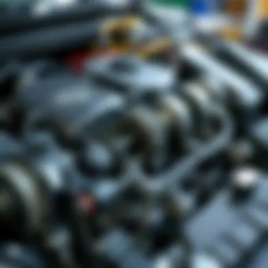 Dismantled Engine Components of Kia Forte Close-up of a dismantled Kia Forte engine ready for sale