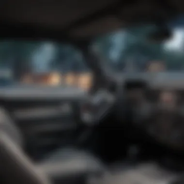 An interior view of a modern pickup truck featuring advanced technology and fuel-saving features.