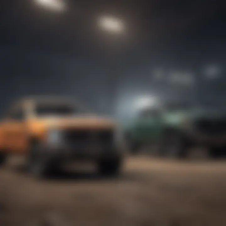 A side-by-side comparison of various fuel-efficient pickup models with highlighted specifications.