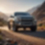 A sleek pickup truck parked in a scenic landscape showcasing its design and efficiency.