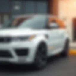 Elegant exterior design of the Range Rover Sport HSE in white