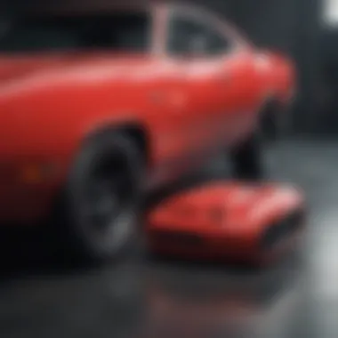 Technological Components of Red Chargers Close-up of red charger technology components