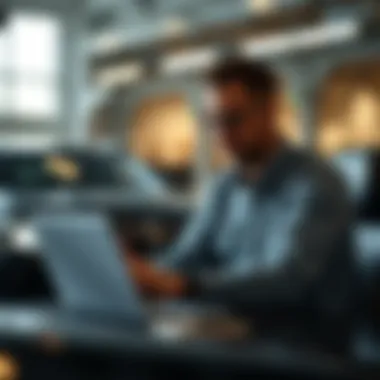 Analyzing Car Lease Terms Person reviewing lease terms on a laptop