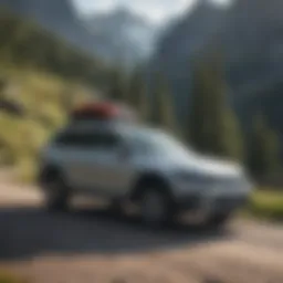 VW Alltrack with roof rack loaded with outdoor gear