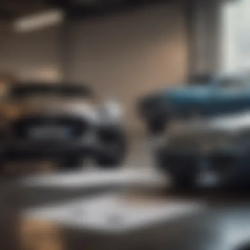 A person reviewing car value and loan documents.
