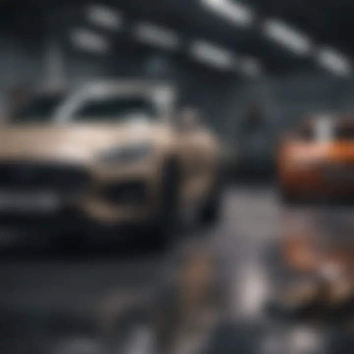 A car being traded in at a dealership.