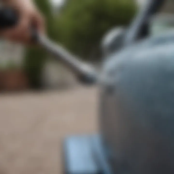 Close-up of a Sun Joe nozzle in action on a surface
