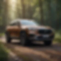 A sleek SUV parked in a scenic landscape highlighting its design and fuel efficiency.