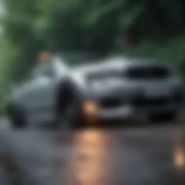 Illustration of a vehicle accident scene captured by a dashcam