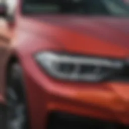 Close-up of a vibrant vinyl wrap on a BMW showcasing color depth and texture