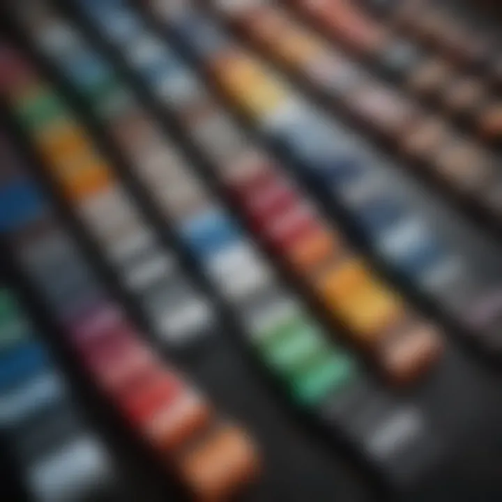 Close-up view of premium automotive paint samples