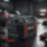 New car battery installation with tools