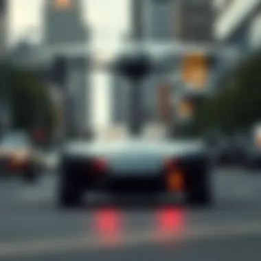 Flying Cars in Urban Mobility Urban setting illustrating the integration of flying cars into city transportation
