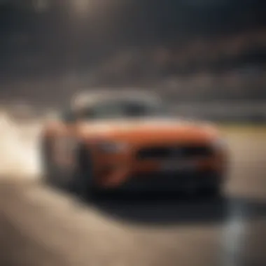 Improved Handling on the Racetrack Ford Mustang in action on a racetrack demonstrating improved handling.