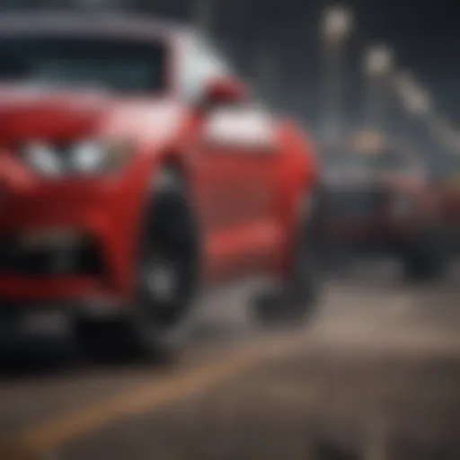 Wide tires on a Ford Mustang showcasing enhanced grip and stability.