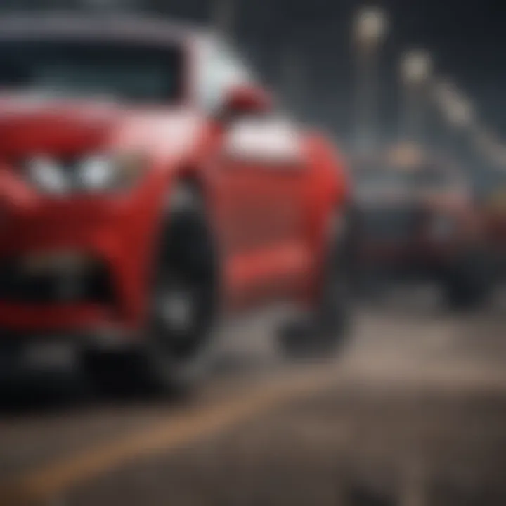 Wide tires on a Ford Mustang showcasing enhanced grip and stability.