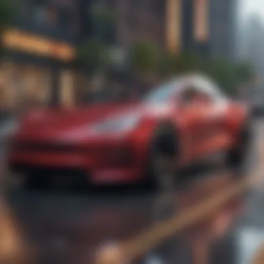 A futuristic vision of urban mobility featuring electric vehicles and ride-sharing services.