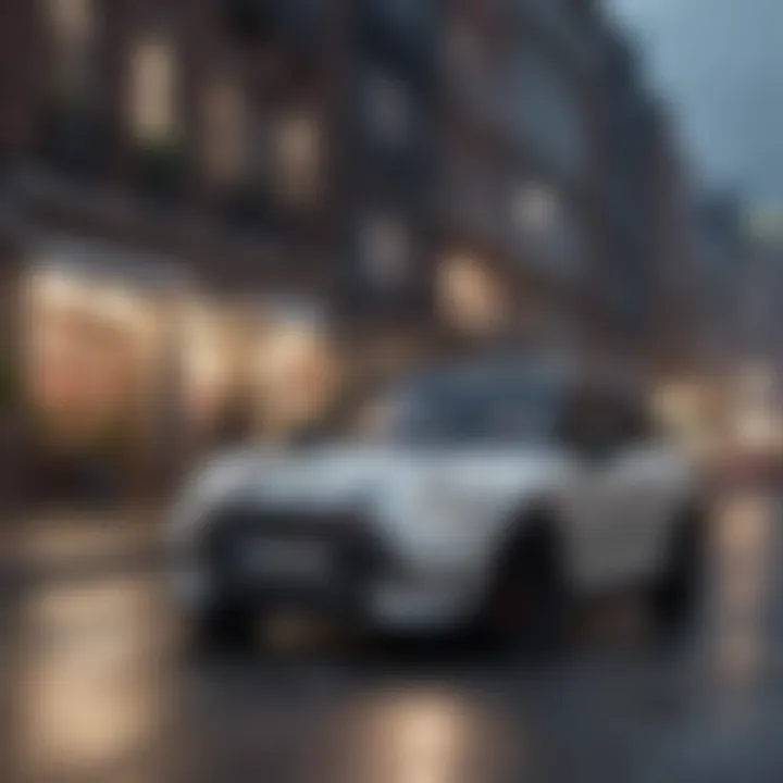 A mini car navigating through urban streets