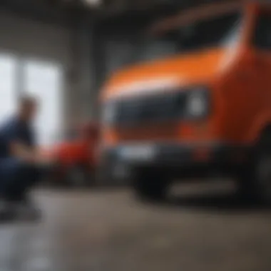 A mechanic inspecting a used auto van, emphasizing maintenance importance